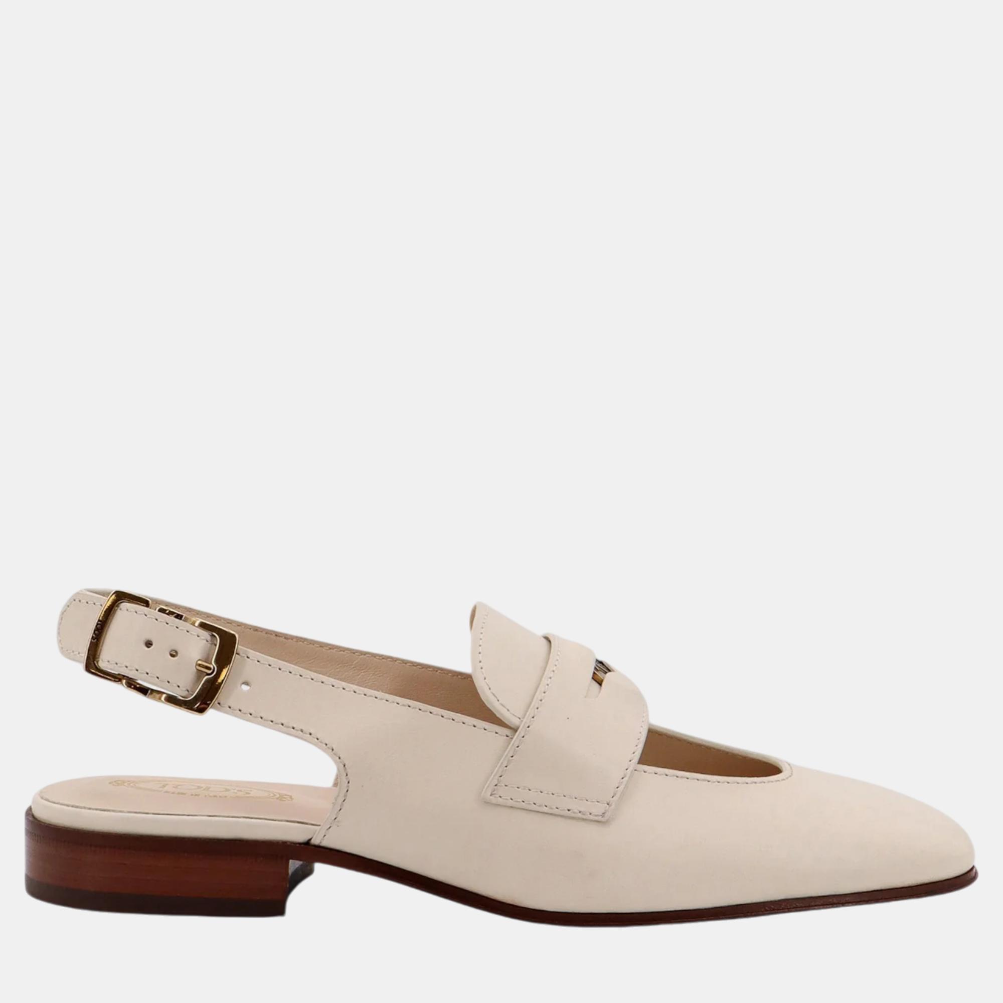 

Tod'S White Leather Loafers EU