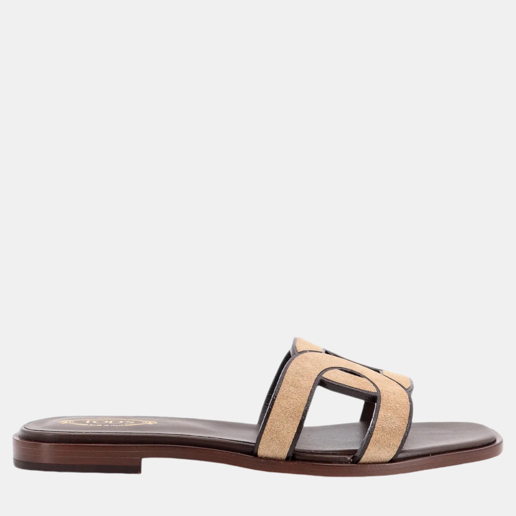 

Tod'S Beige Leather and Suede Sandals EU