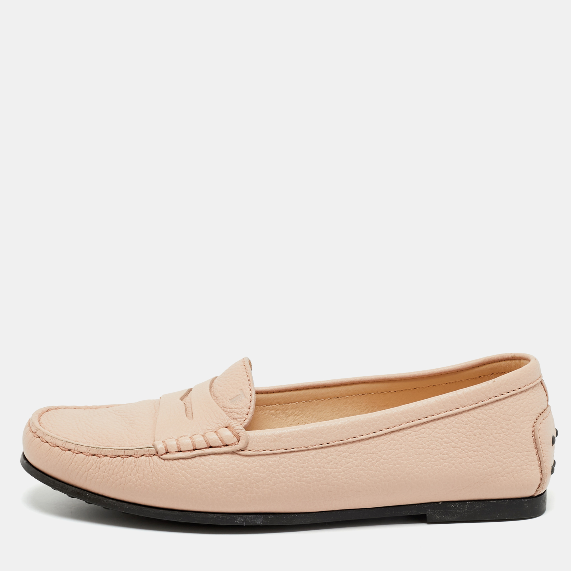 

Tod's Pink Leather Gommino Driver Loafers Size