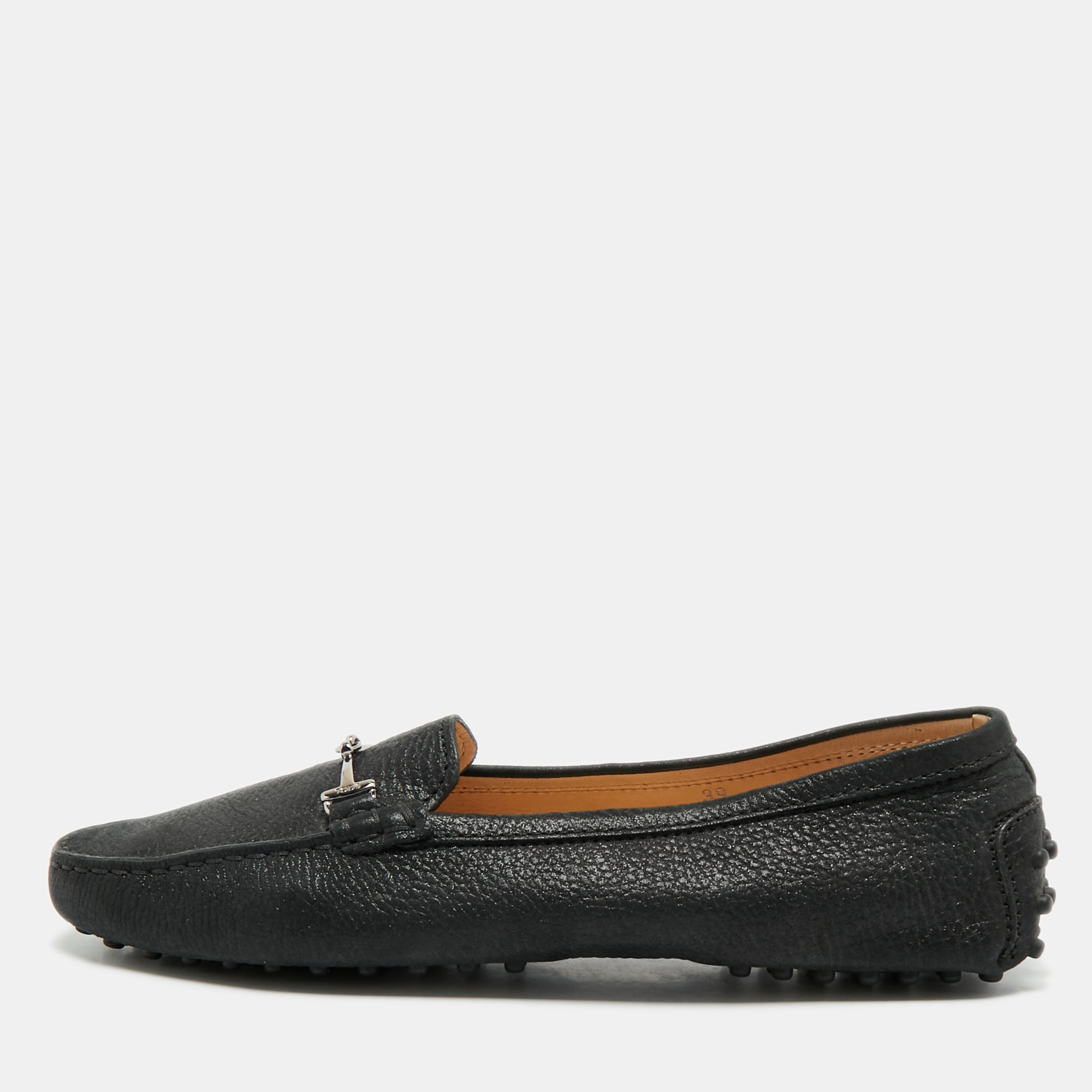 

Tod's Black Nubuck Leather Double T Driver Loafers Size
