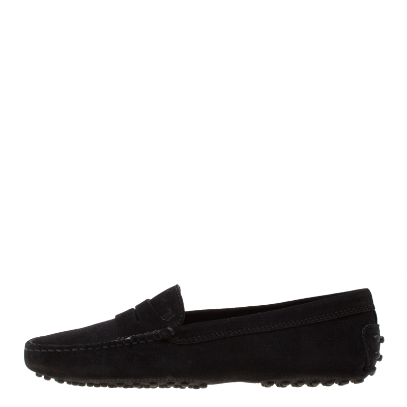 

Tod's Black Suede Penny Loafers Size