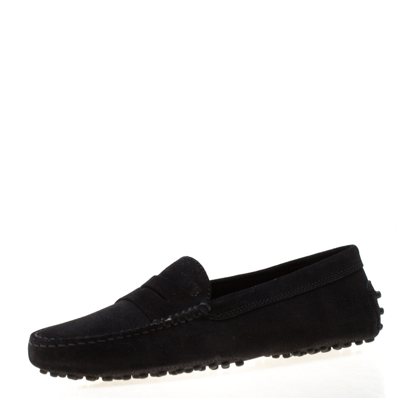 Pre Owned Tod's Black Suede Penny Loafers Size 37.5