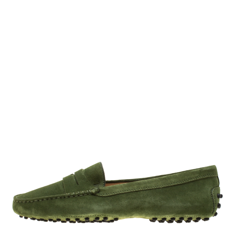 

Tod's Green Suede Penny Loafers Size