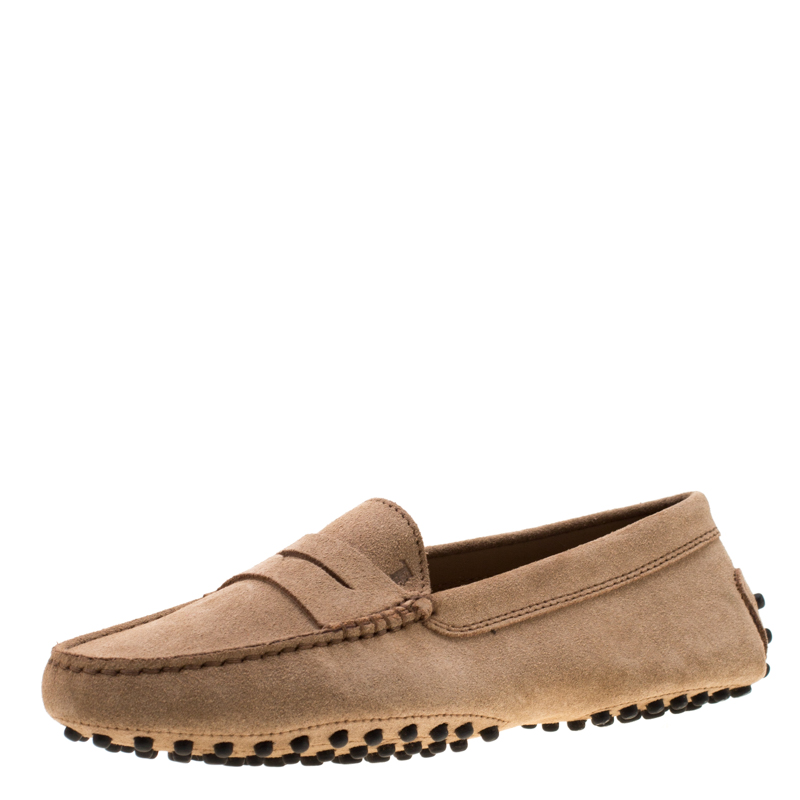 Pre Owned Tod's Beige Suede Penny Loafers Size 37.5