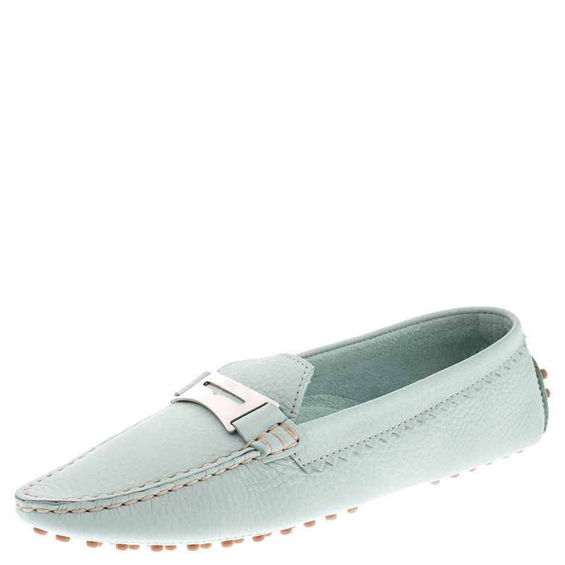 Tod's Pale Blue Leather Penny Loafers Size 37.5