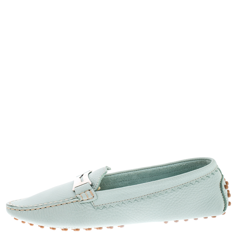 

Tod's Pale Blue Leather Penny Loafers Size