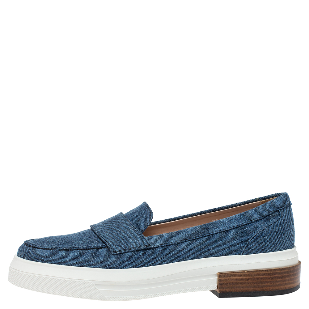 

Tod's Blue Denim Fabric Slip On Sneakers Size