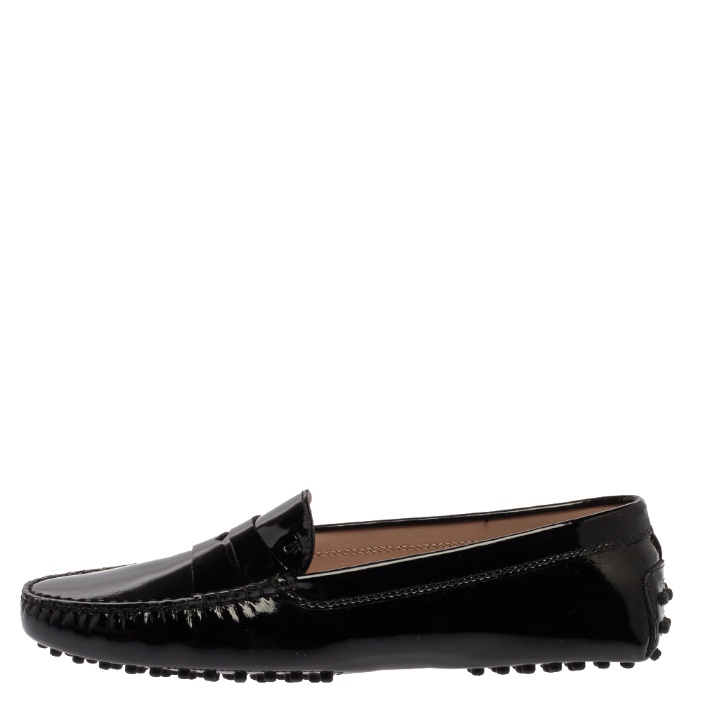 

Tod's Black Suede Leather Penny Slip On Loafers Size