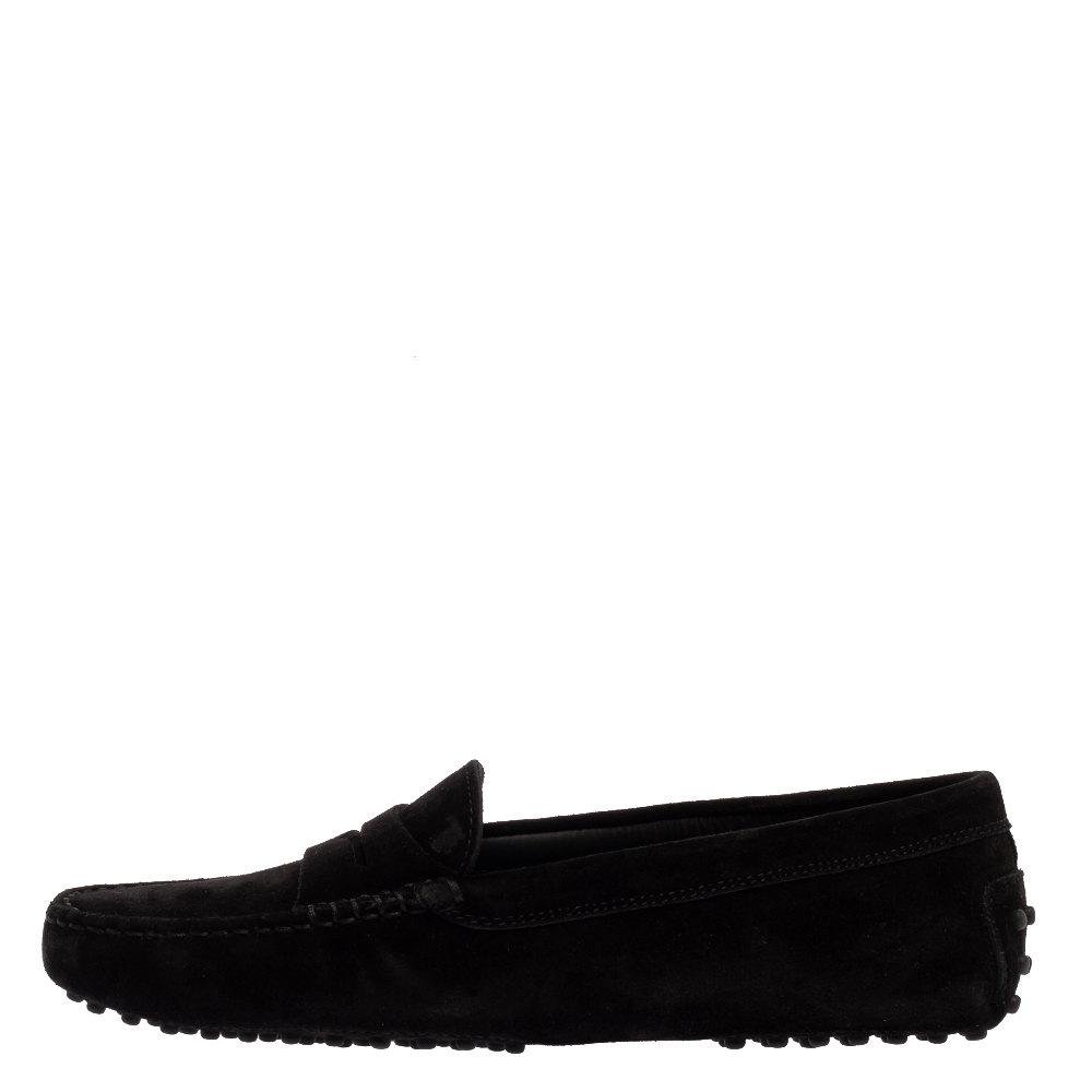 

Tod's Black Suede Leather Penny Slip On Loafers Size