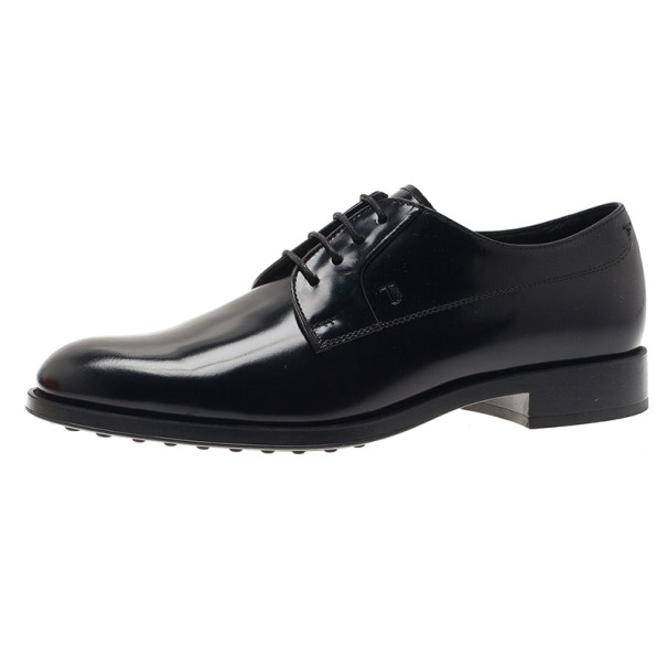 مملوكة مسبقًا Tod’s Black Glazed Leather Oxfords Size 36.5