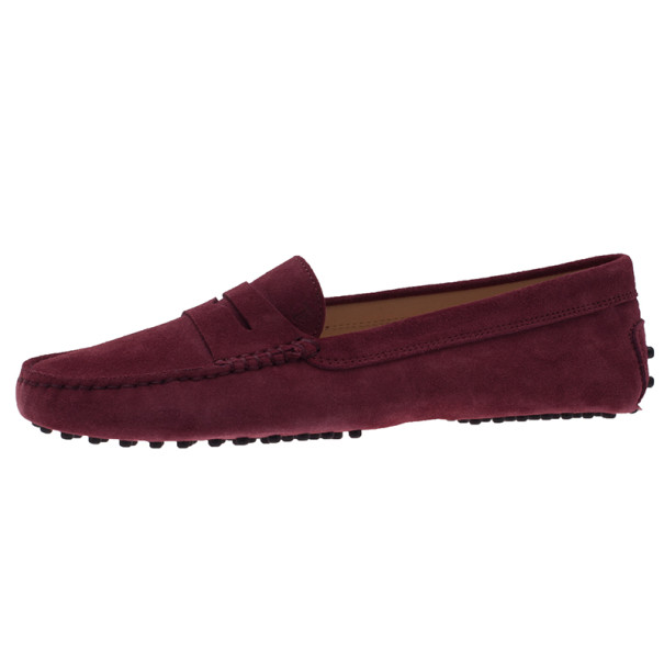 Pre Owned حذاء لوفرز تودز بيني جلد مدبوغ بنفسجي مقاس 39.5