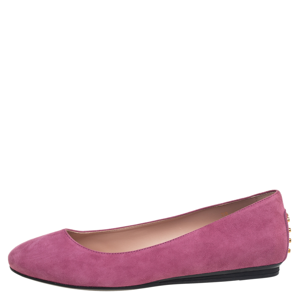 

Tod's Pink Suede Ballet Flats Size