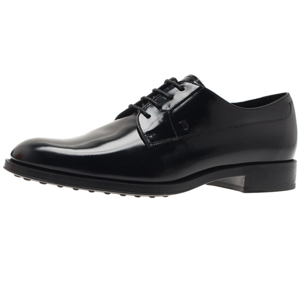 Pre Owned Tod's Black Glazed Leather Oxfords Size 37.5