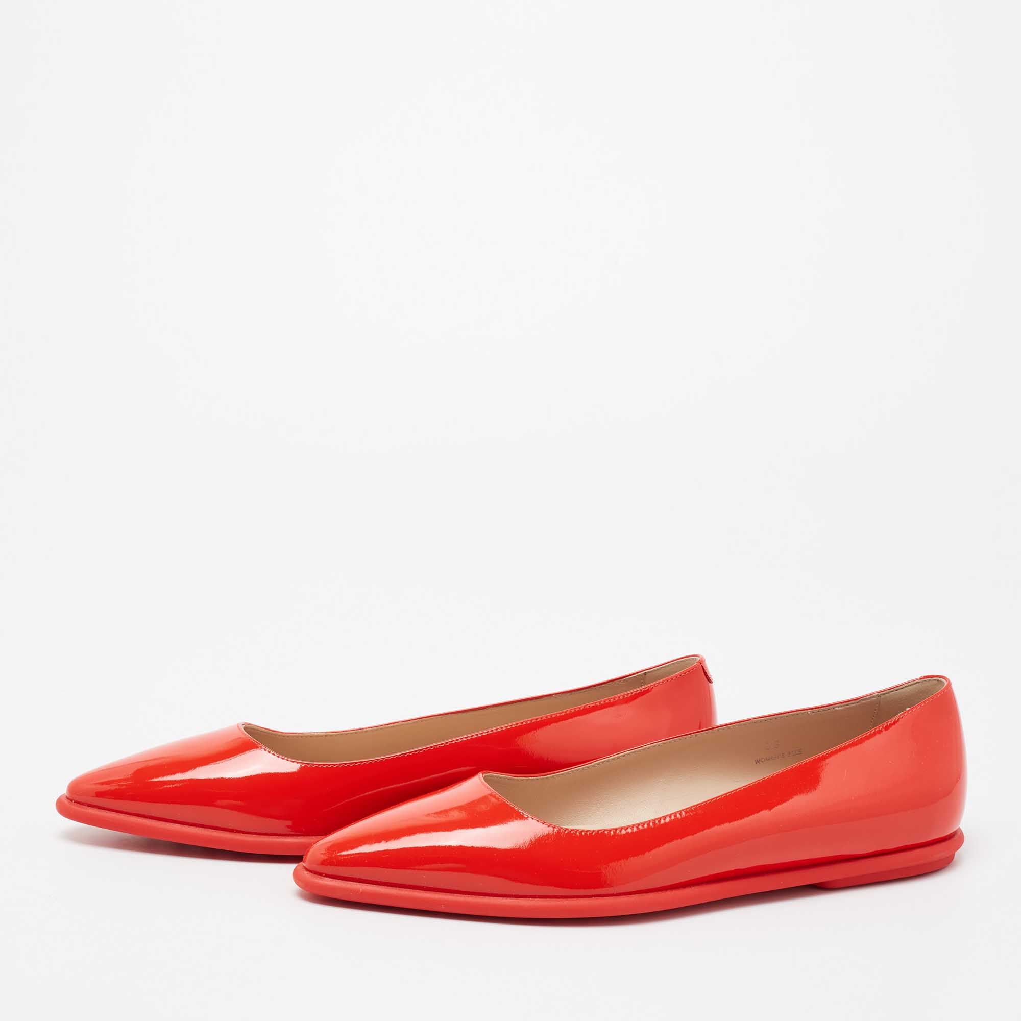 

Tod's Red Patent Leather Gomma Pointed Toe Ballet Flats Size