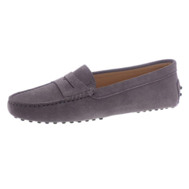 Pre Owned Tod's Lilac Suede Penny Loafers Size 37