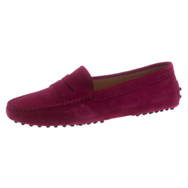 Pre Owned Tod's Pink Suede Penny Loafers Size 39