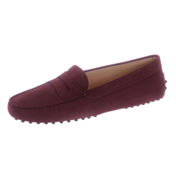 Tod's Burgundy Suede Penny Loafers Size 