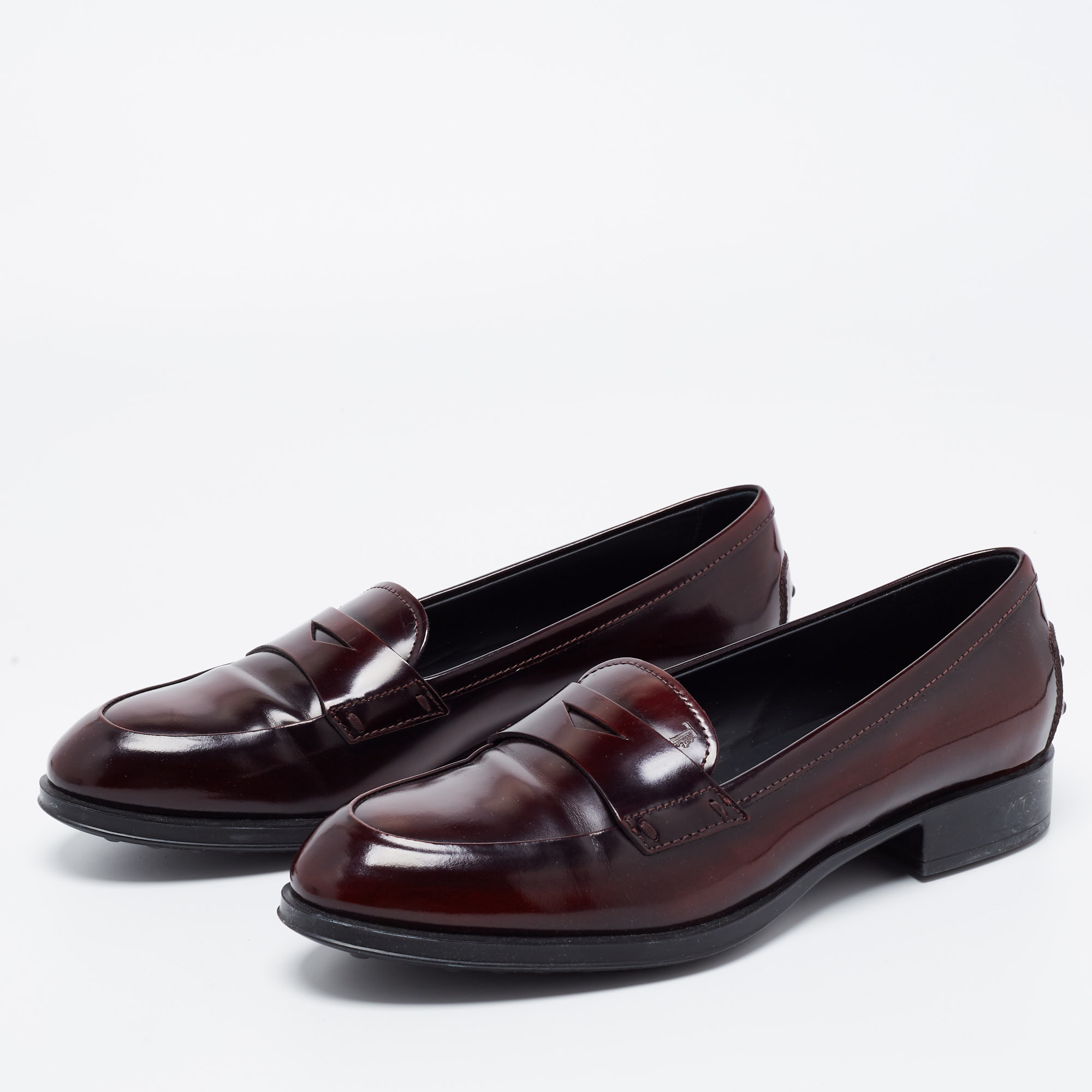 

Tod's Burgundy Leather Slip on Loafers Size