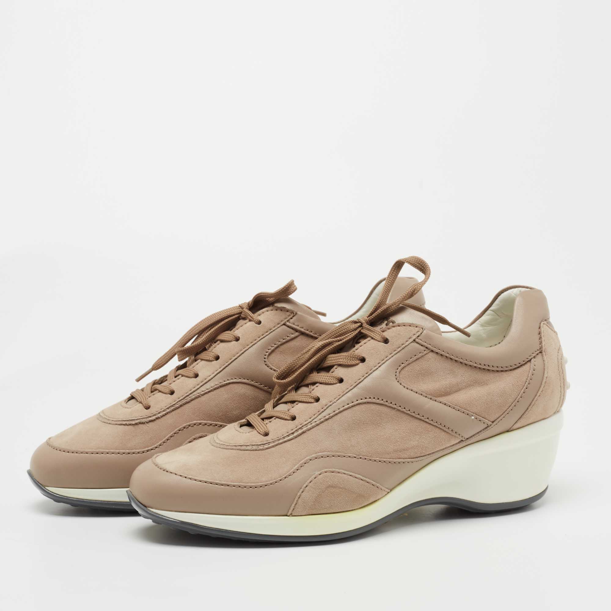 

Tod's Pink Suede and Leather Low Top Sneakers Size