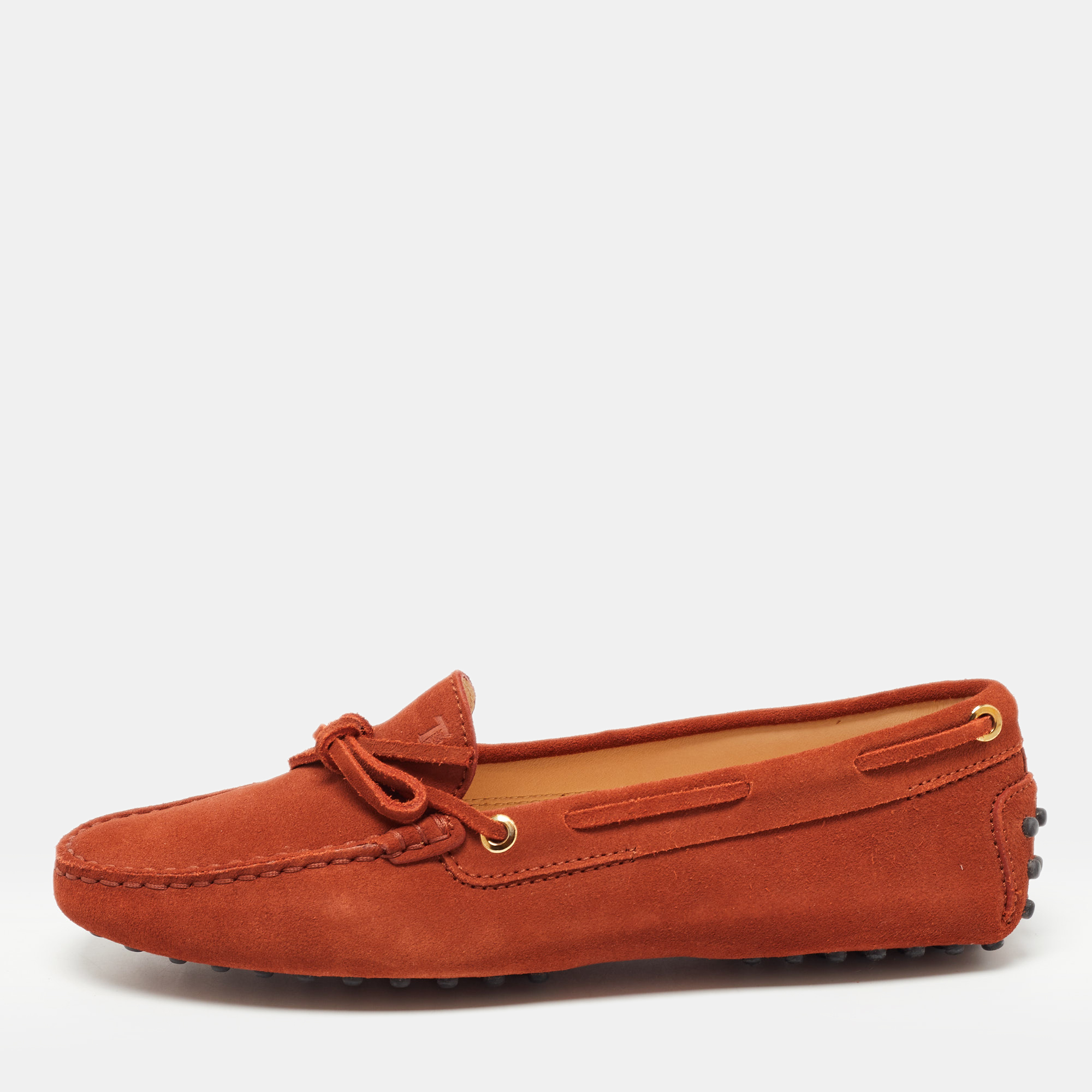 Pre Owned Tod's Brown Suede Gommino Loafers Size 38