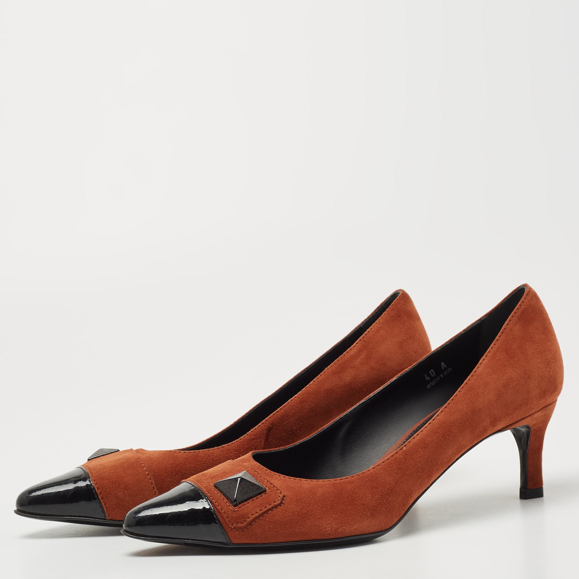 

Tod's Brown/Black Suede and Patent Leather Pumps Size