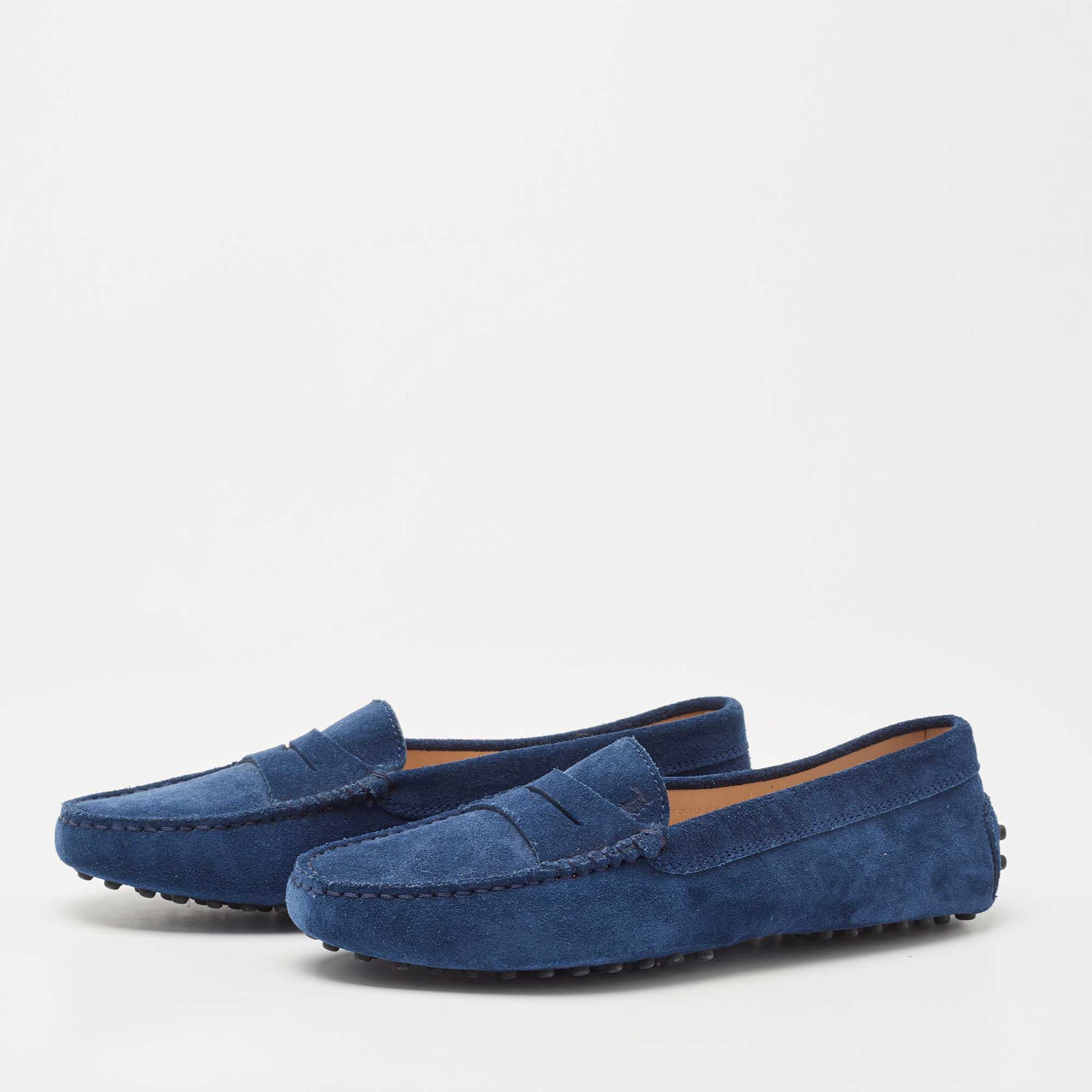 

Tod's Navy Blue Suede Penny Loafers Size