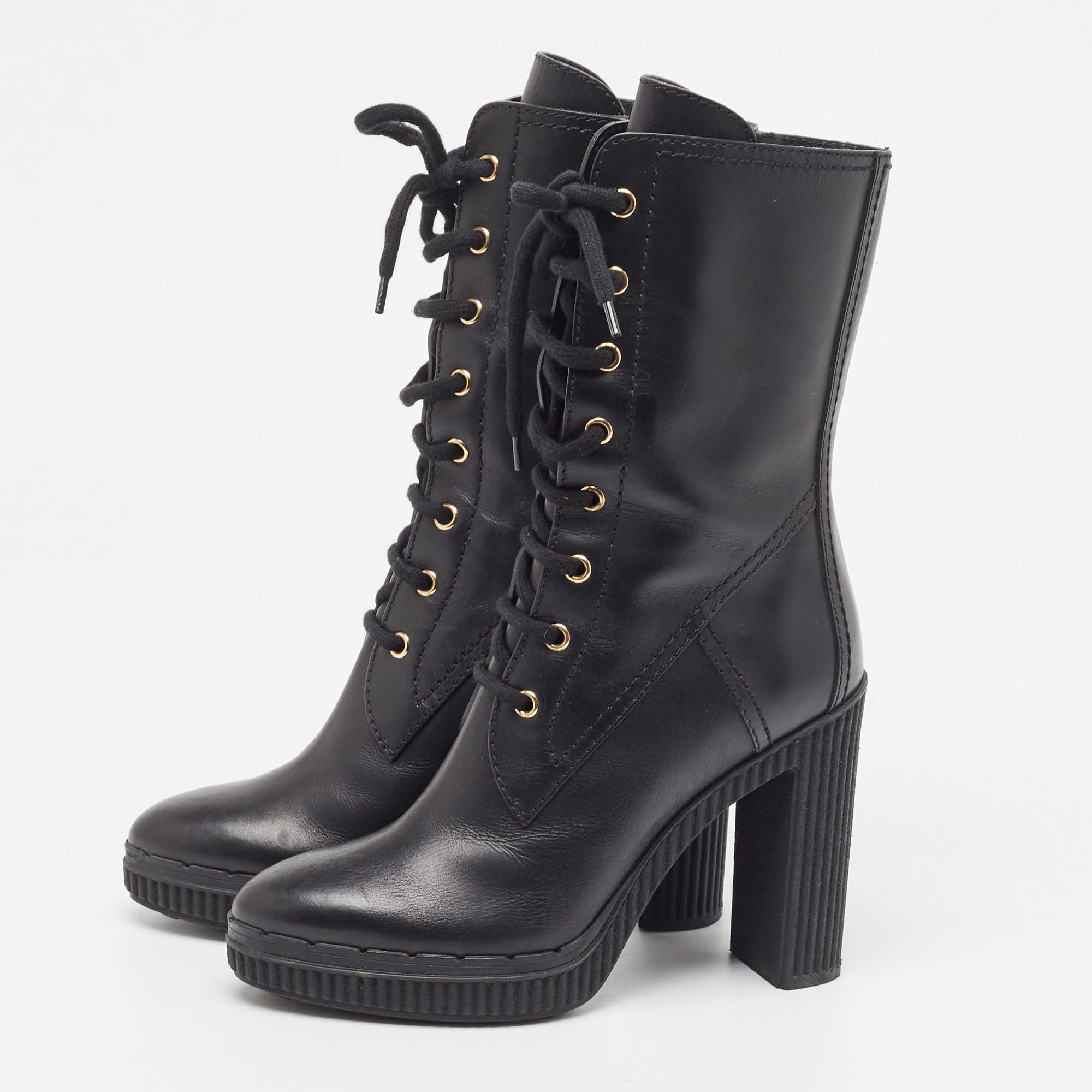 

Tod's Black Leather Midcalf Boots Size