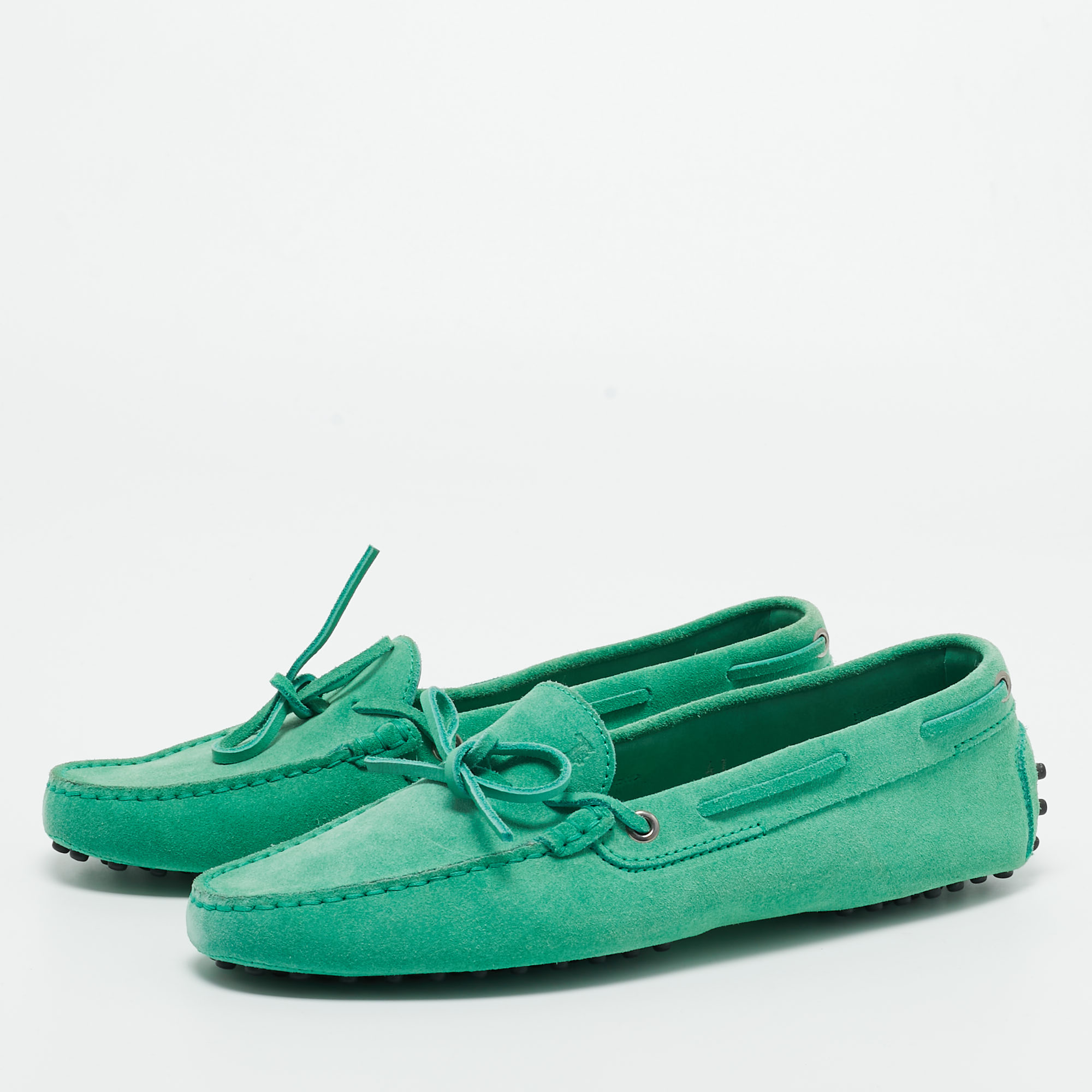 

Tod's Green Suede City Gommino Loafers Size