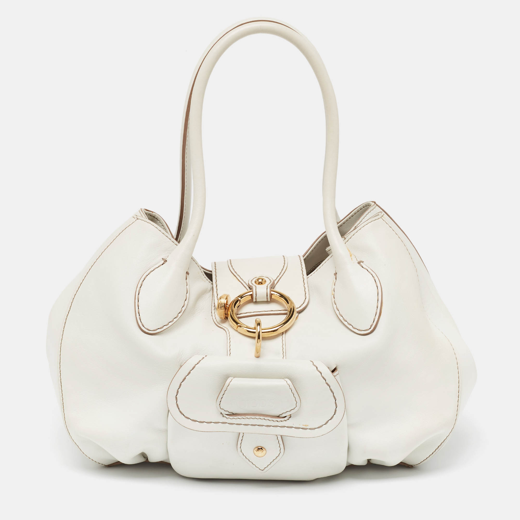 

Tod's White Leather Front Pocket Satchel