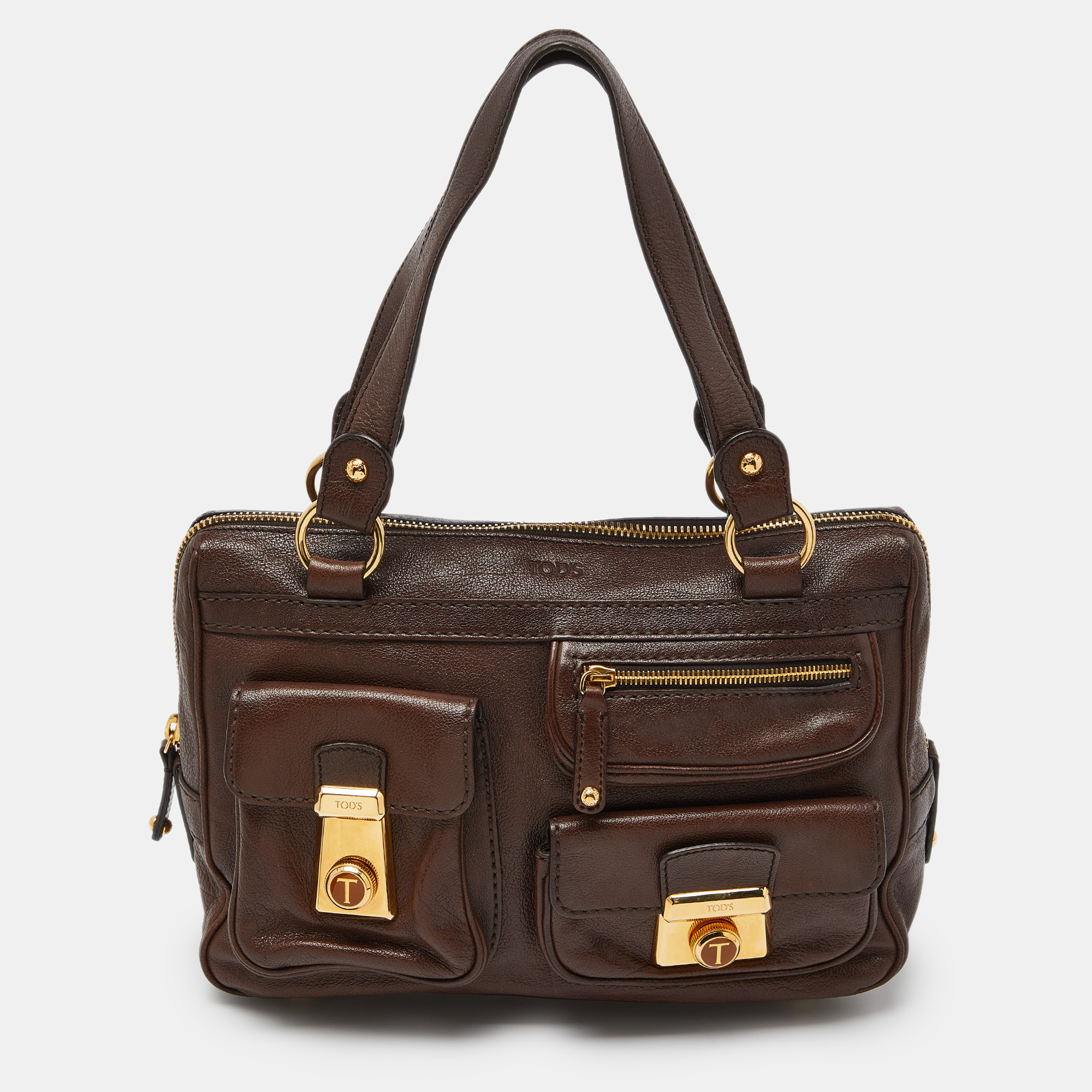 

Tod’s Brown Leather Took Tracolla Media Satchel