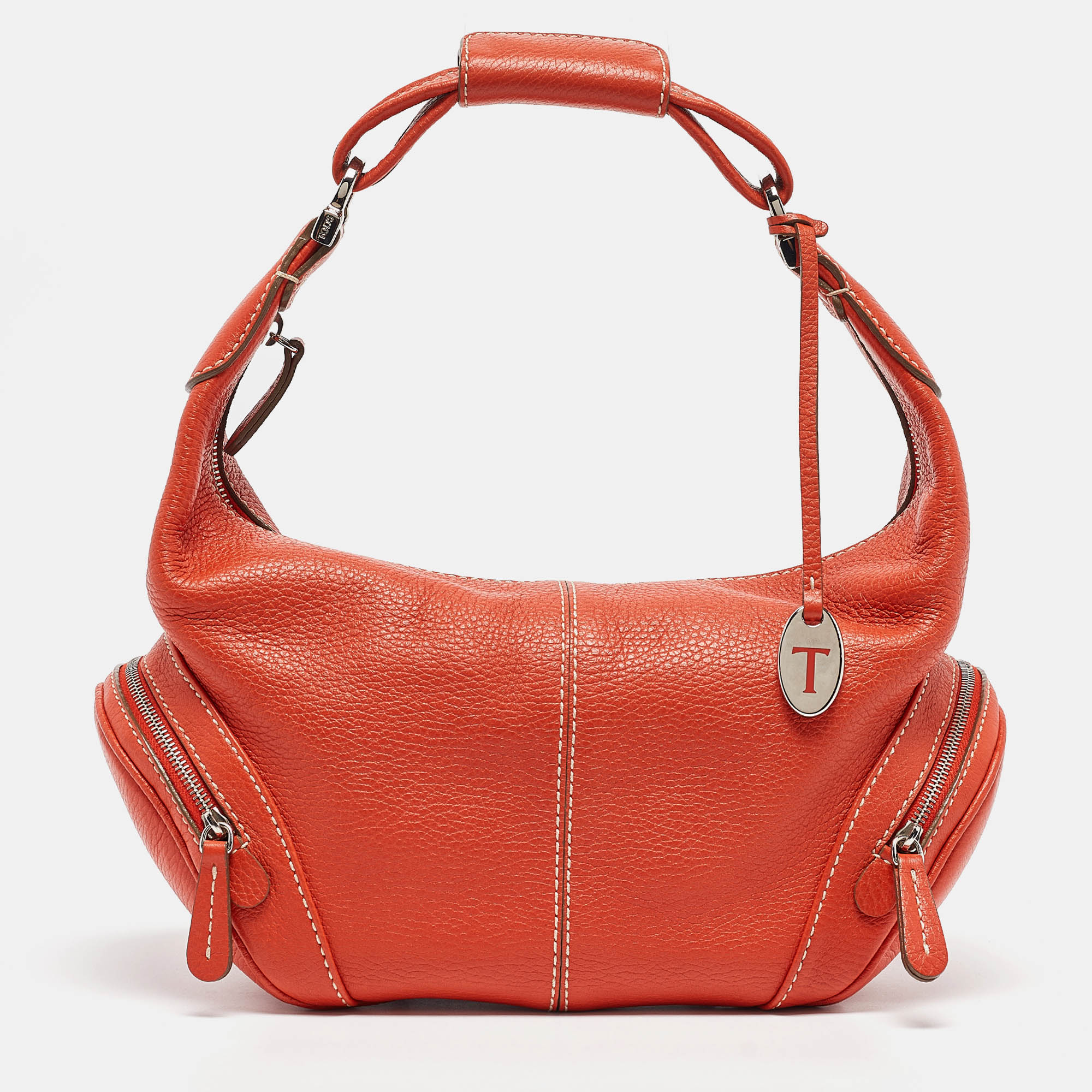 

Tod's Orange Leather Charlotte Hobo