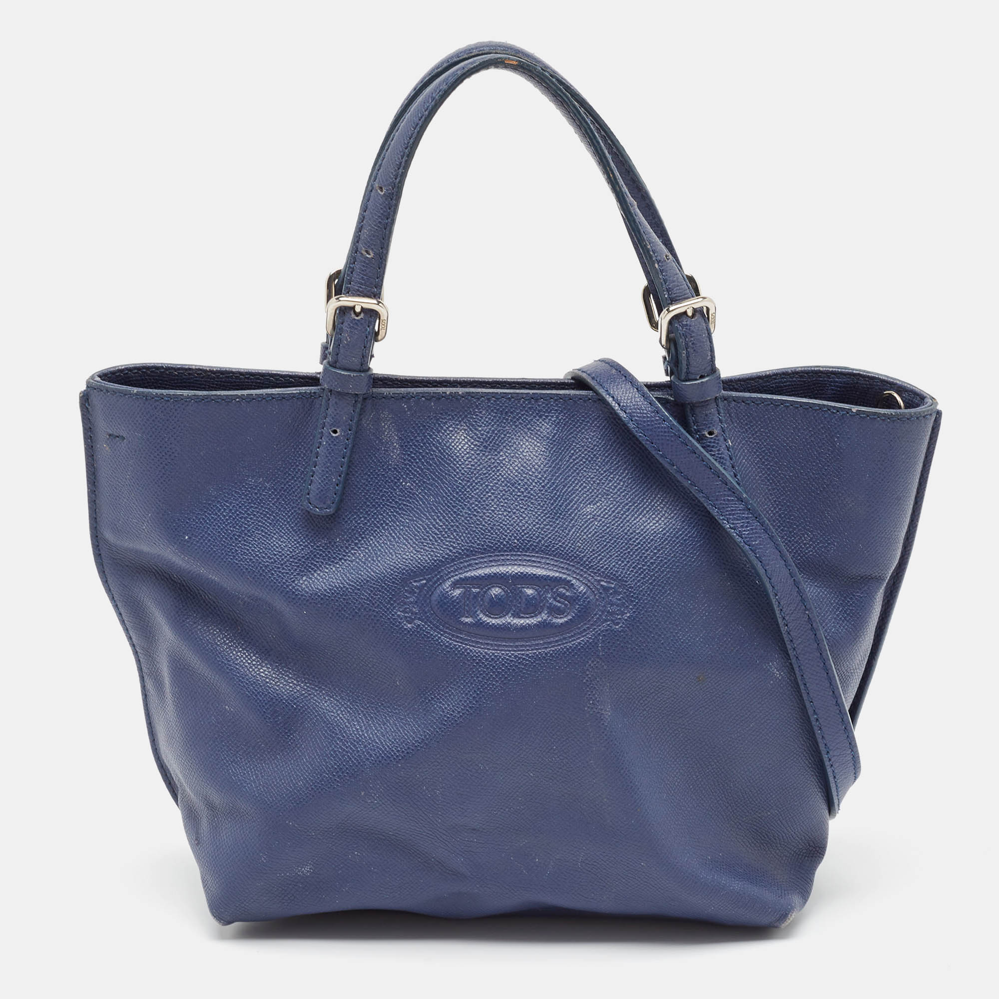 

Tod's Navy Blue Leather Toronto Shopper Tote