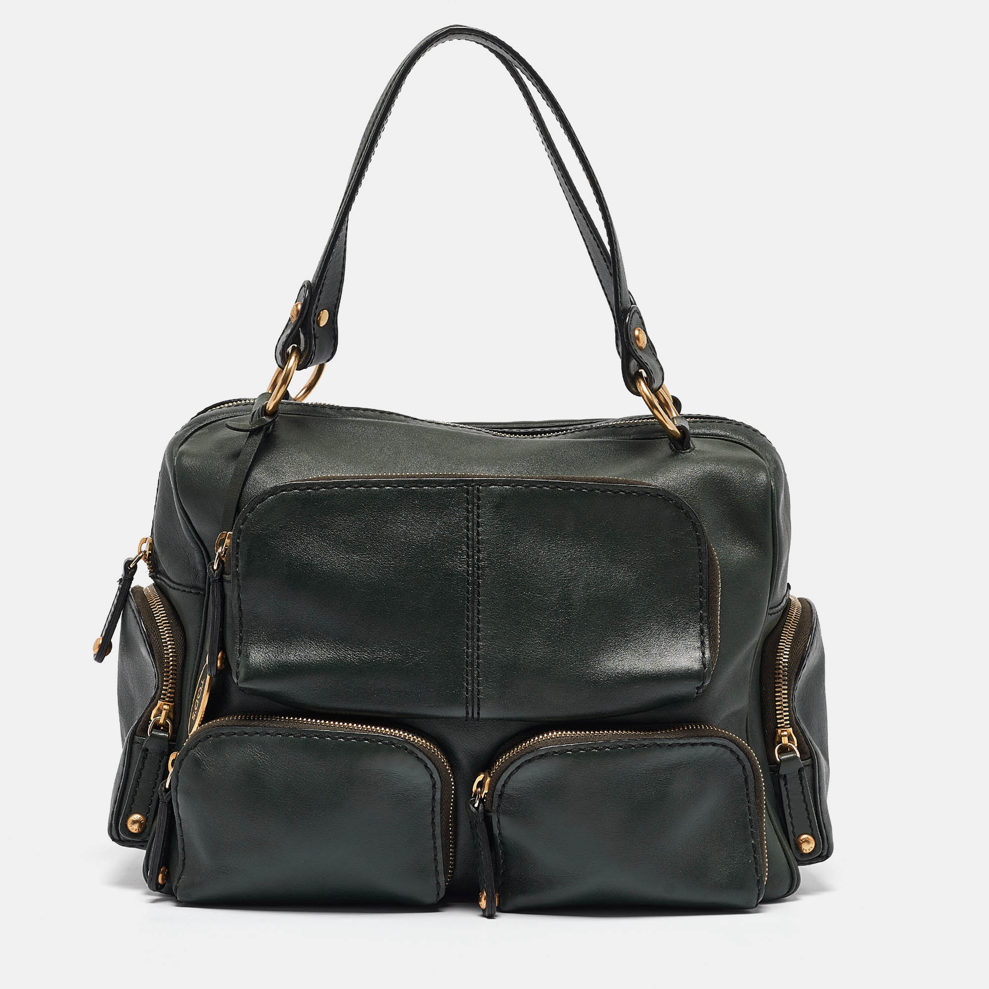 

Tod's Dark Green Leather Multipocket Satchel