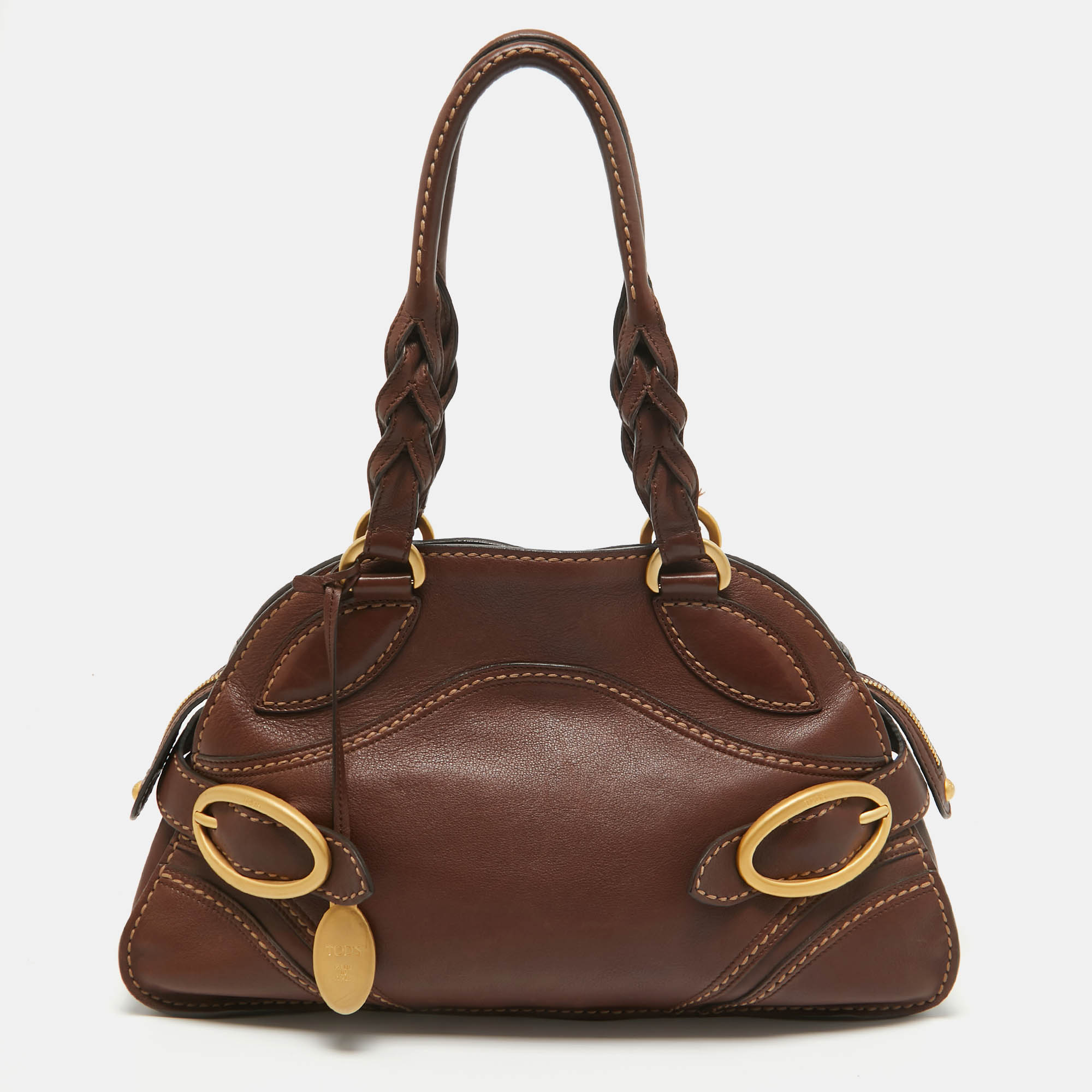 

Tod's Brown Leather Treccia Bauletto Satchel