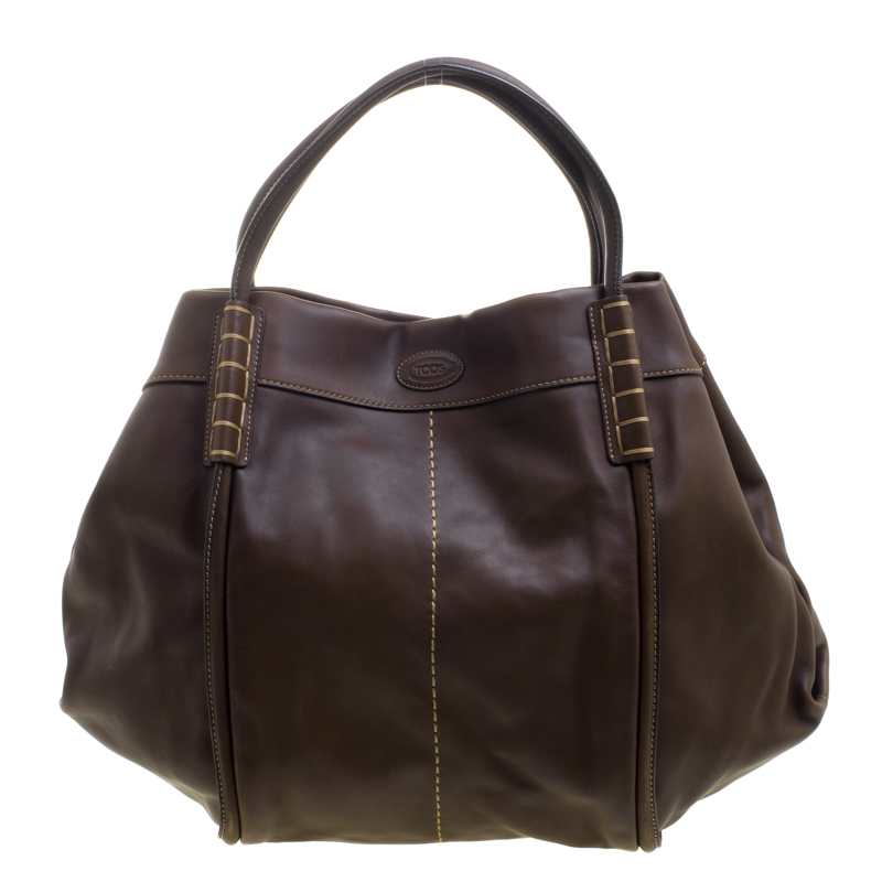 Tod's Dark Brown Leather Shade Tote 