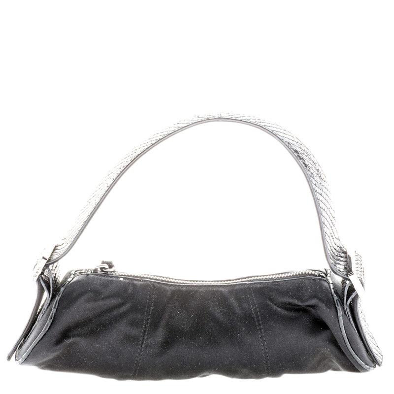 

Tod's Black Canvas and Python Pochette Bag