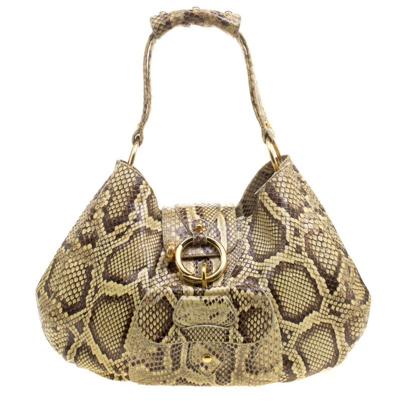 Tods Beige Python Hobo