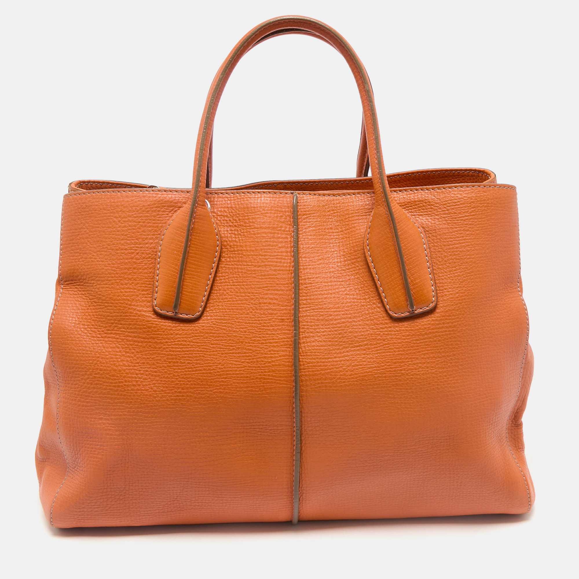 

Tod's Orange Leather D-Styling Shopper Tote