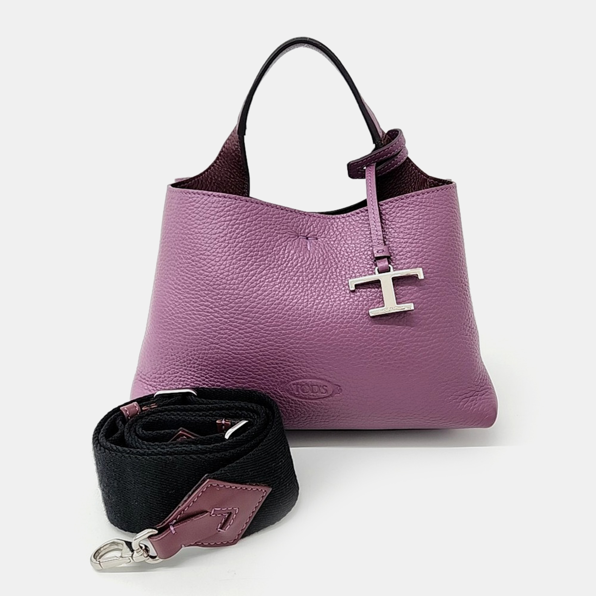 

Tod's Purple Leather Manich Tote and Shoulder Bag Micro