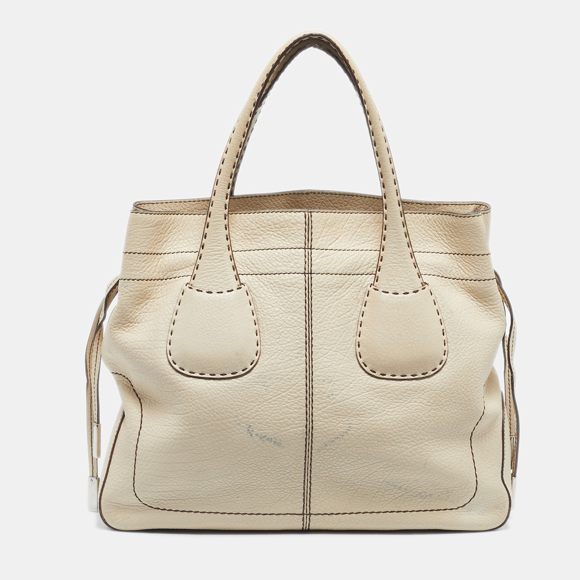 Pre-owned Tod's Beige Leather Restyling D Bag Media Tote