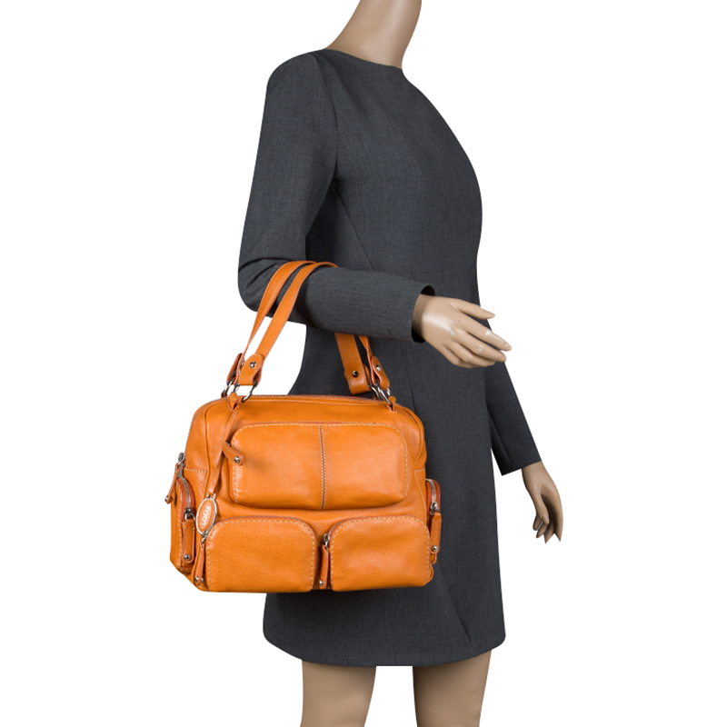 Tod's Orange Leather T Bag Media Satchel Tod's | TLC