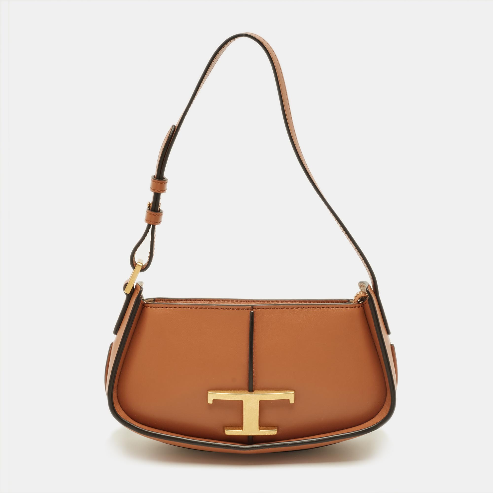 Pre-owned Tod's Brown Leather T-timeless Pochette