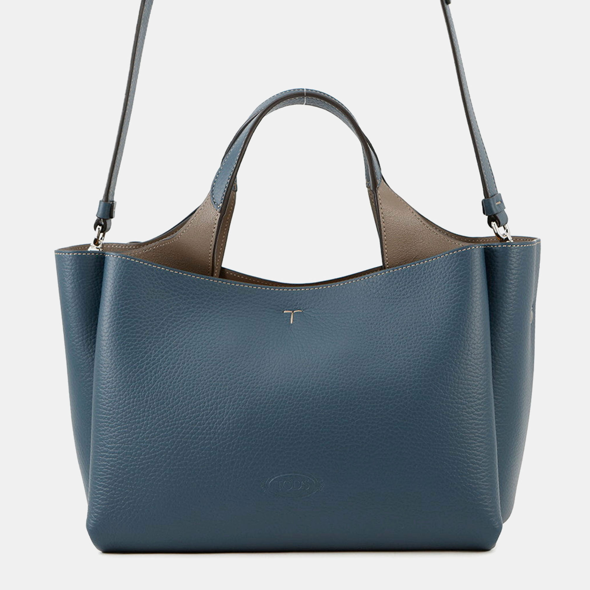 Pre-owned Tod's Tod Leather 2-way Handbag Blue/gray Leather Size Mini