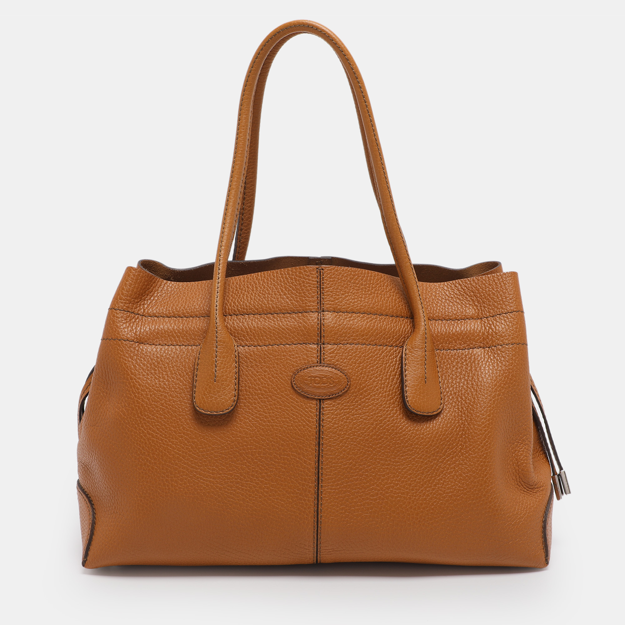 Pre-owned Tod's D Bag Media Tan Leather Tote In Brown