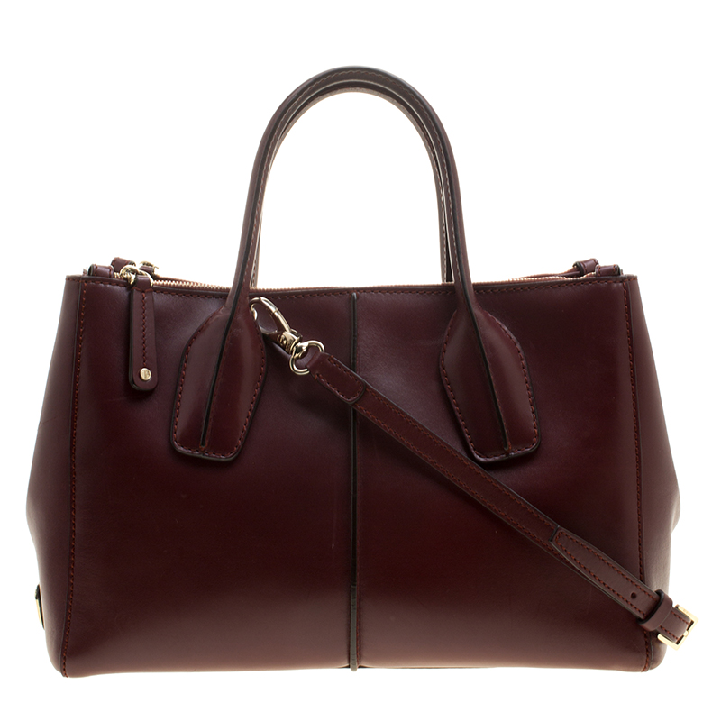 Tod's Burgundy Leather D-Styling Shopper Tote