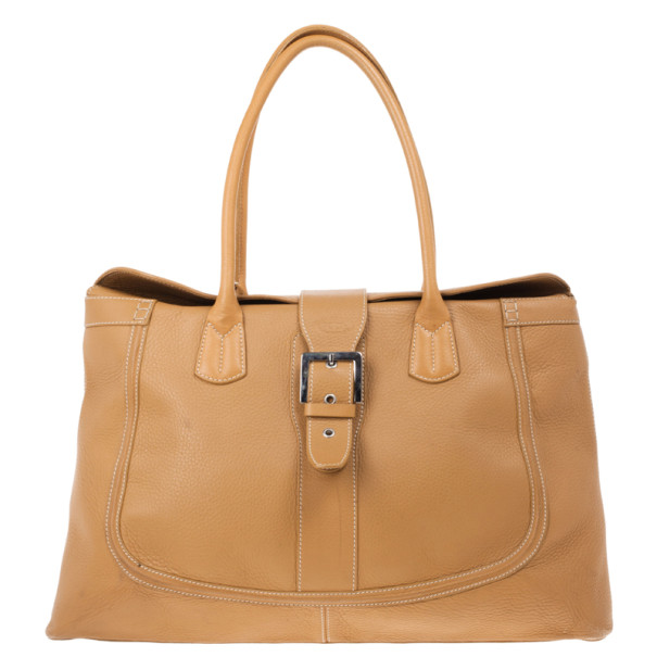 مملوكة مسبقًا Tod’s Brown Leather XL Buckled Tote