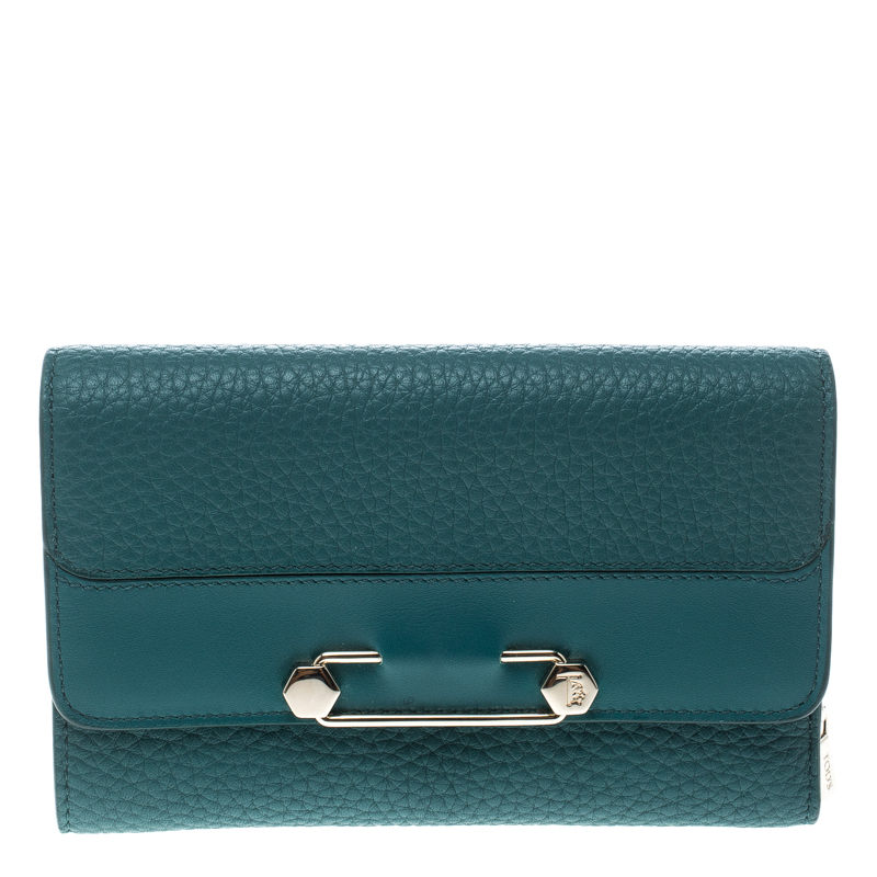 Tod's Green Leather Brooch Wallet