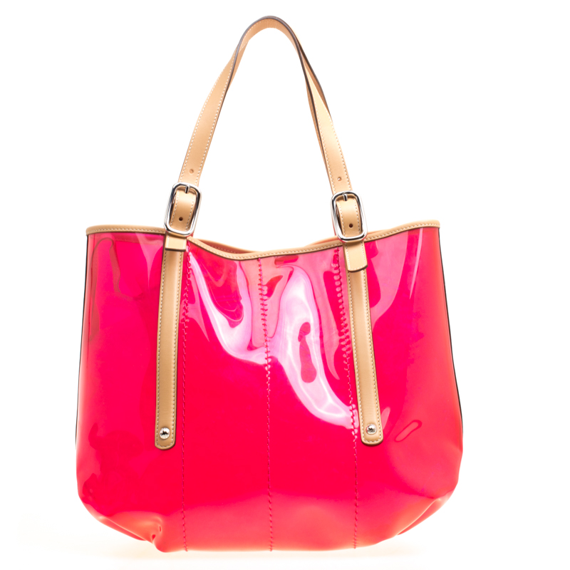 Pre-owned Tod's Red/beige Pvc And Leather Tote