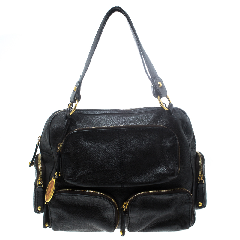 Tod's Dark Brown Leather T Bag Media Satchel 
