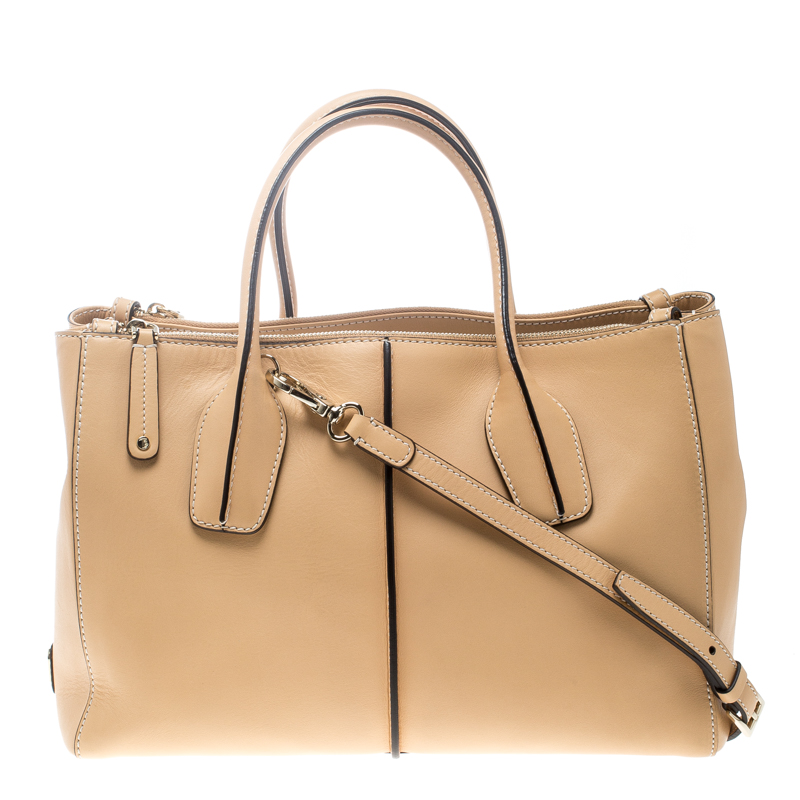 Tod's Beige Leather D-Styling Shopper Top Handle Bag